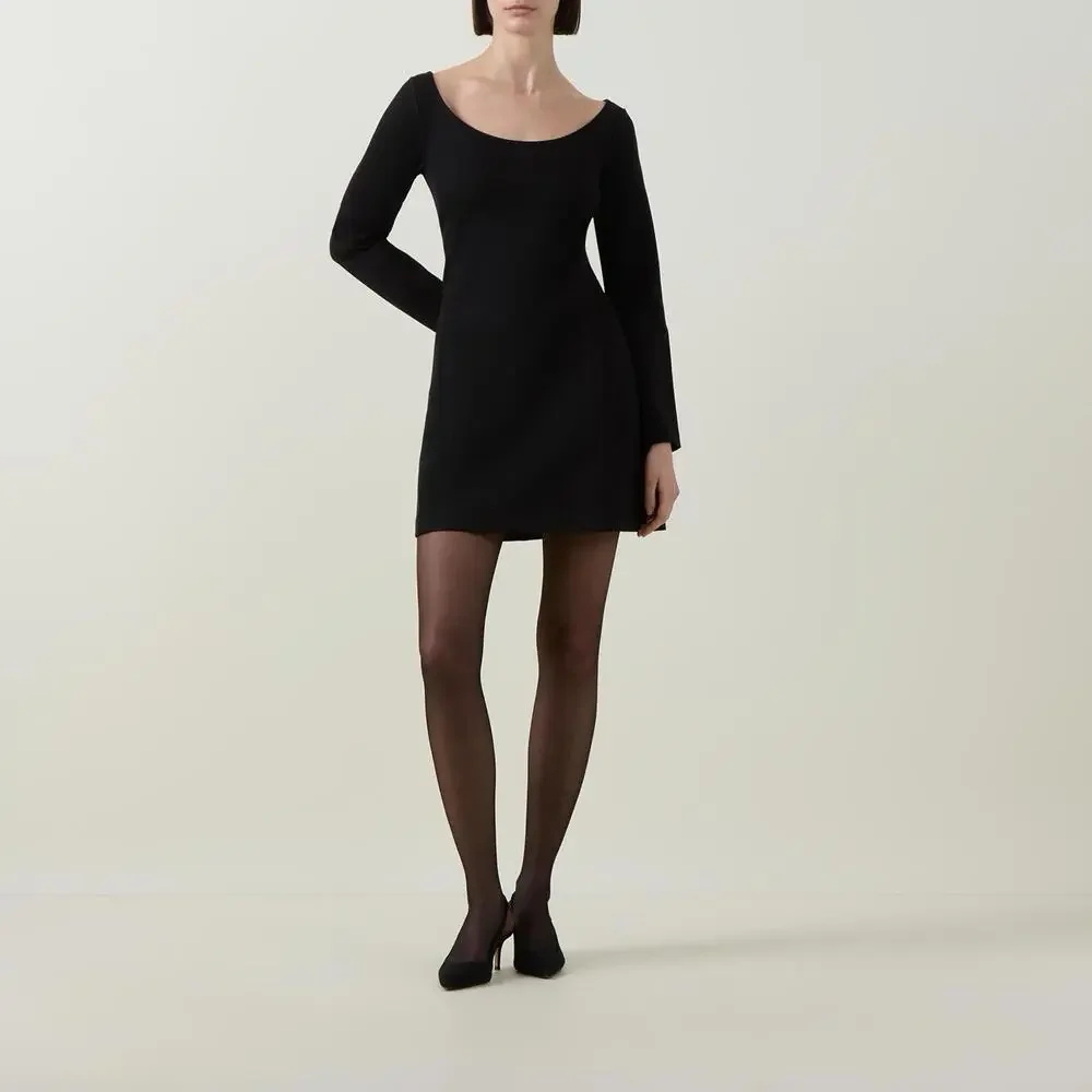 New SPANX Ballet Ponte Long Sleeve Mini Dress In Black Size S $168 - Picture 4 of 11